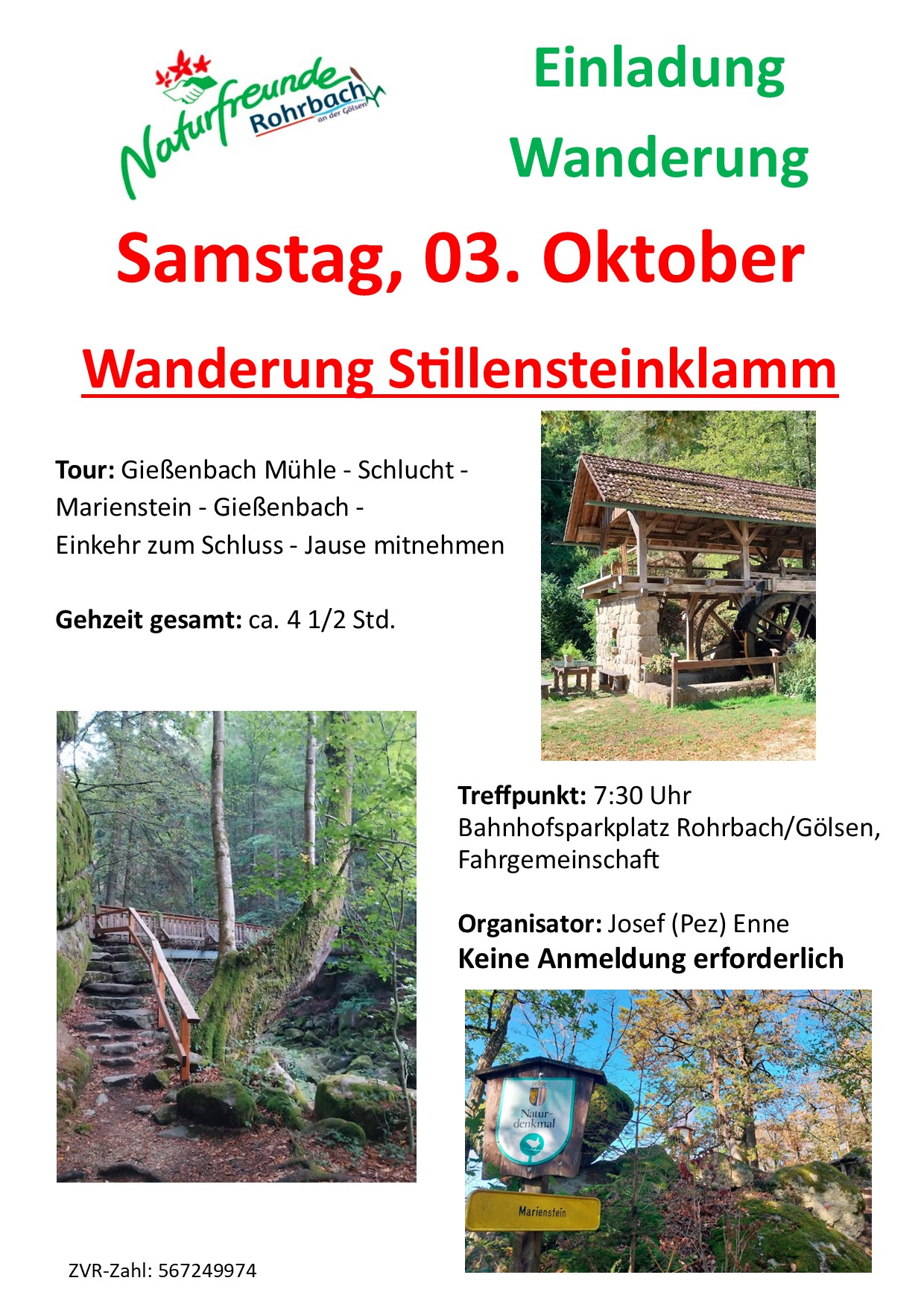 Plakat Wanderung Stillensteinklamm