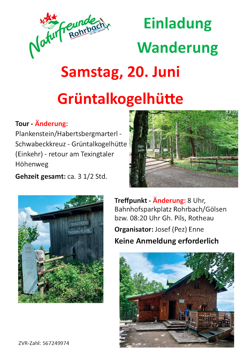 Plakat Wanderung Grüntalkogelhütte 2026